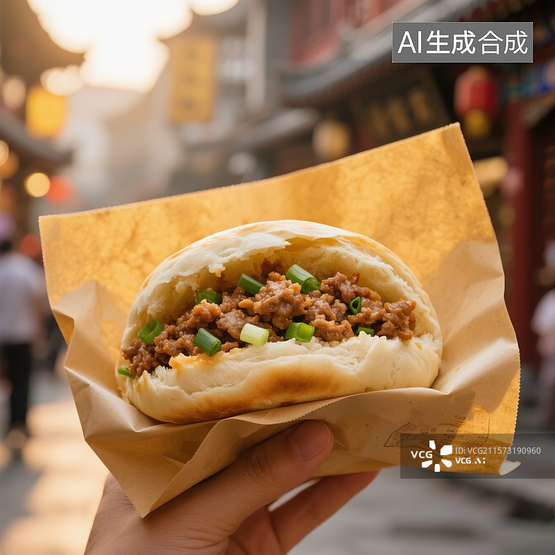 【AI数字艺术】西安特色美食小吃肉夹馍图片素材