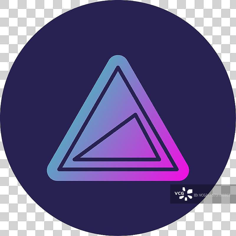 陡峭山丘图标，圆形渐变设计图片素材