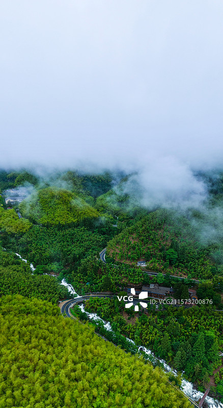 航拍浙江杭州天目山云雾仙境图片素材