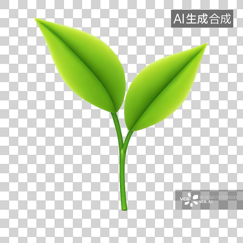 【AI数字艺术】国风手绘插画，茶叶，茶树，叶子，绿茶，春茶，茶道，茶文化免抠元素图片素材