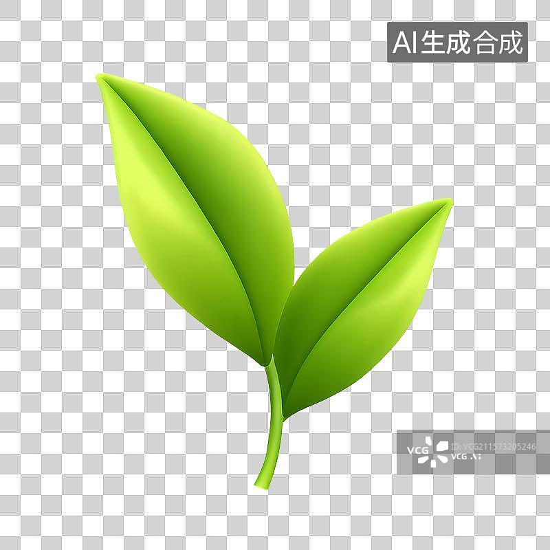 【AI数字艺术】国风手绘插画，茶叶，茶树，叶子，绿茶，春茶，茶道，茶文化免抠元素图片素材
