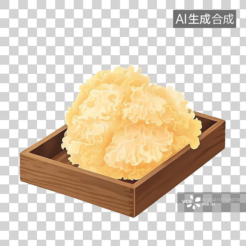 【AI数字艺术】国风手绘插画，银耳，菌类食材，食用菌，蔬菜，免抠元素图片素材