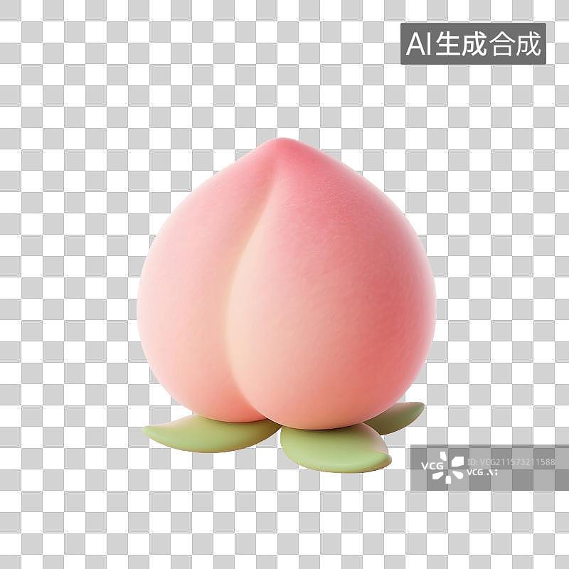 【AI数字艺术】3D渲染卡通水果，桃子，水蜜桃，白桃，仙桃，免抠元素图片素材