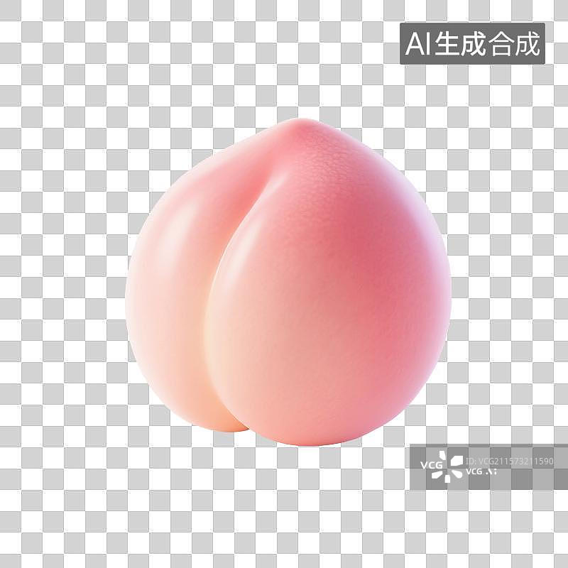 【AI数字艺术】3D渲染卡通水果，桃子，水蜜桃，白桃，仙桃，免抠元素图片素材