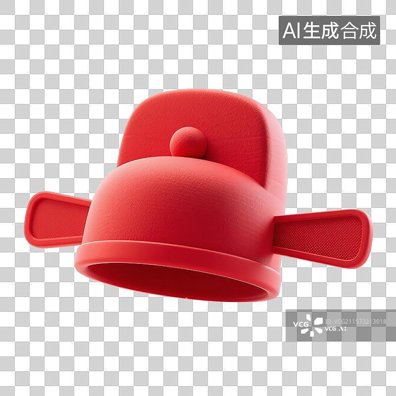 【AI数字艺术】3D渲染，中国风汉服帽子，古风帽子，古代官帽，红色帽子，状元帽，免抠元素图片素材