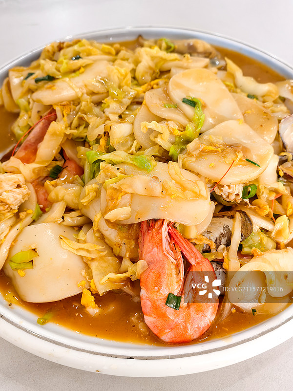 舟山海鲜炒年糕特色美食特写图片素材