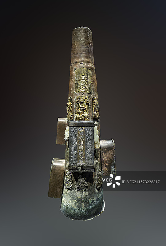 嵌福禄寿喜盒铜宝珠内胆，清道光十九年-光绪十八年，1993年松江区圆应塔塔刹宝珠内发现，上海博物馆藏图片素材