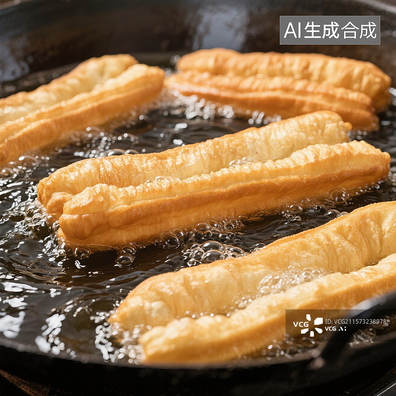 【AI数字艺术】油锅里的油条，河南特色美食图片素材