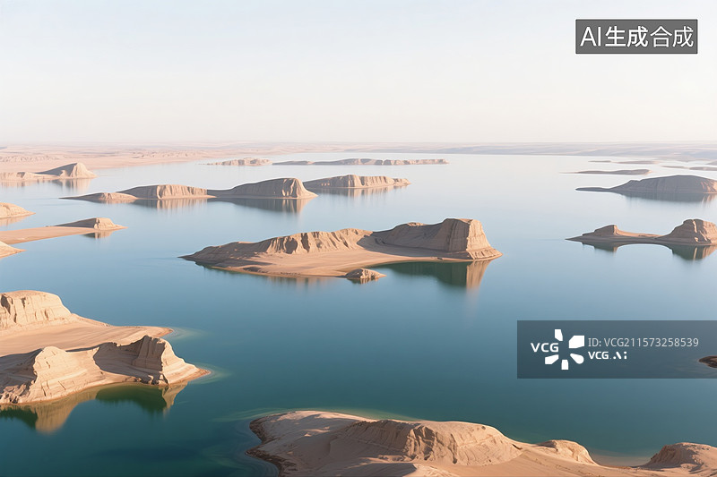 【AI数字艺术】水上雅丹地貌图片素材