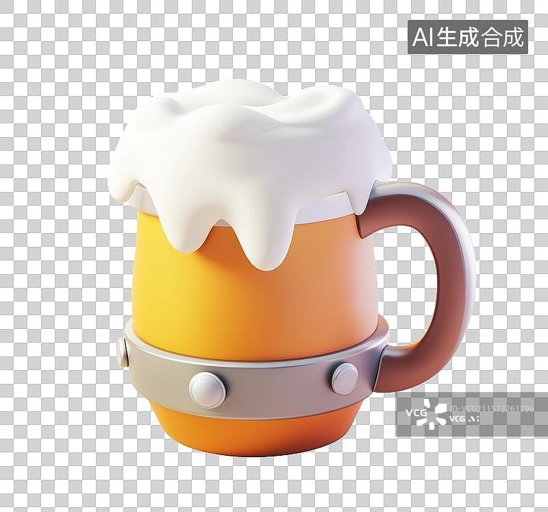 【AI数字艺术】3D三维啤酒杯啤酒泡沫图片素材