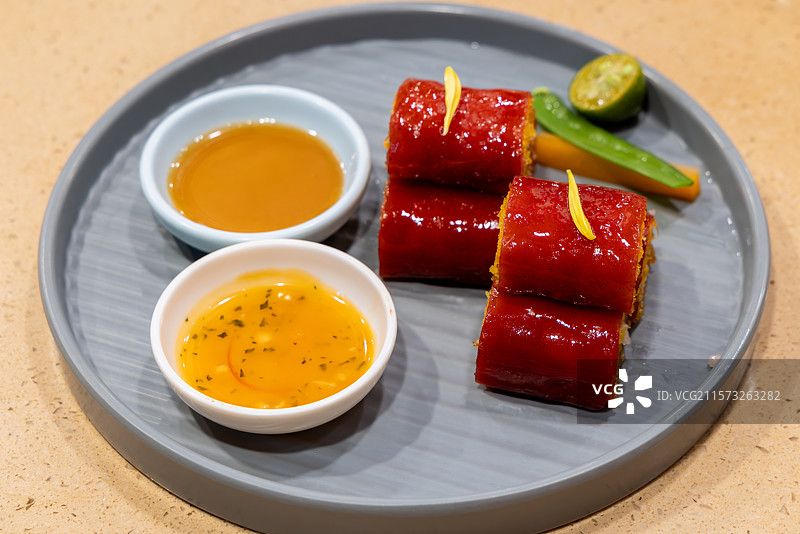 粤式早茶金莎红米肠图片素材