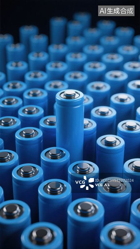 【AI数字艺术】3D三维电池阵列可再生能源图片素材