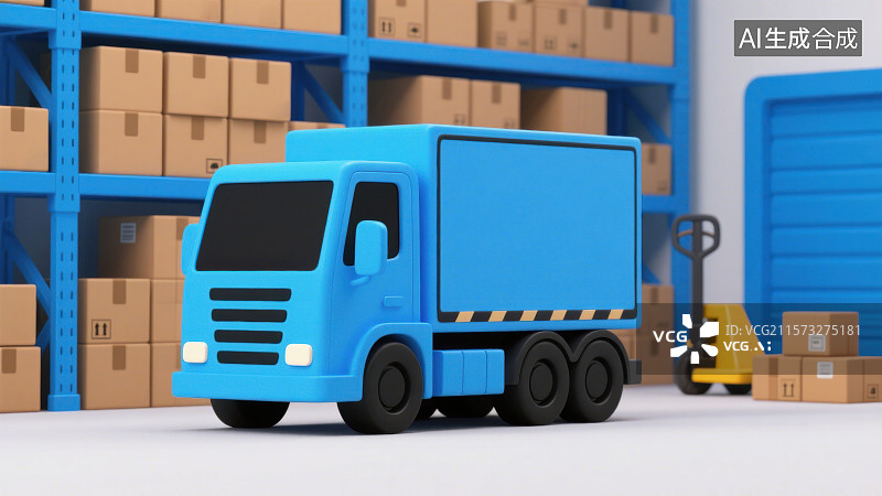 【AI数字艺术】3D三维陆运物流仓库图片素材