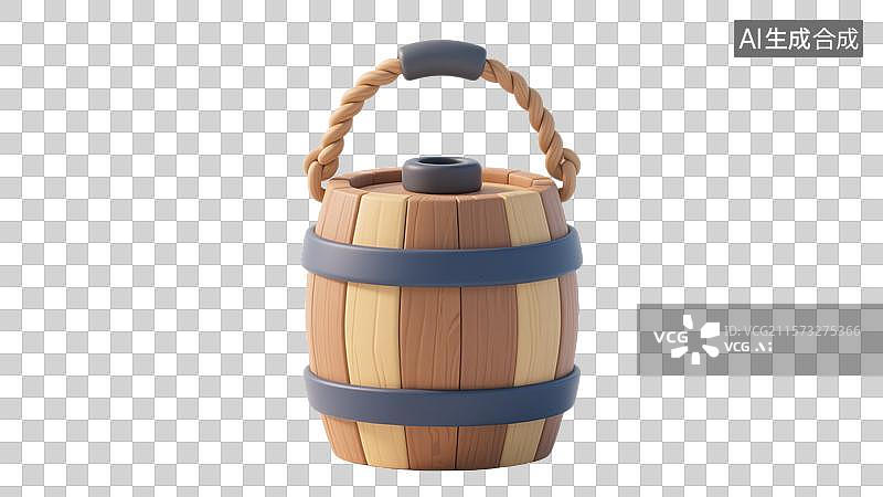 【AI数字艺术】3D三维木桶葡萄酒或啤酒桶图片素材