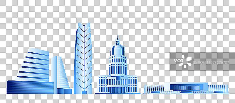 新乡城市地标建筑蓝色透明免抠元素图片素材