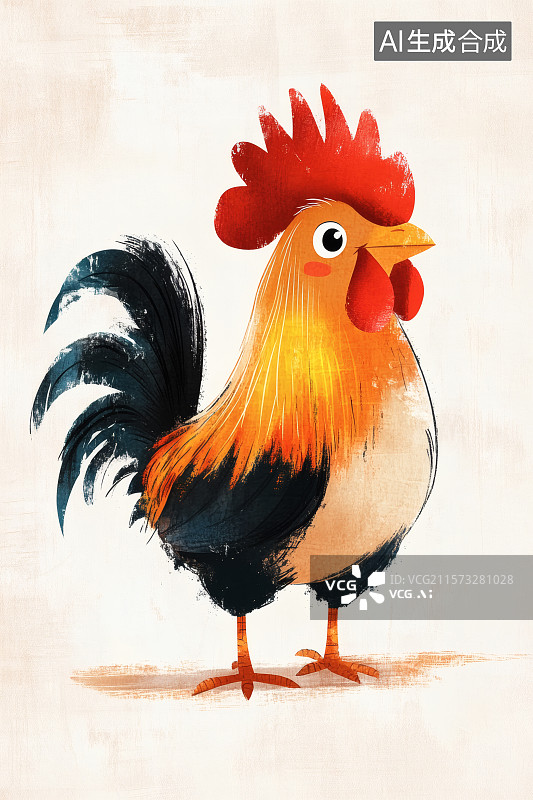 【AI数字艺术】一只红冠大公鸡，鸡年背景图图片素材