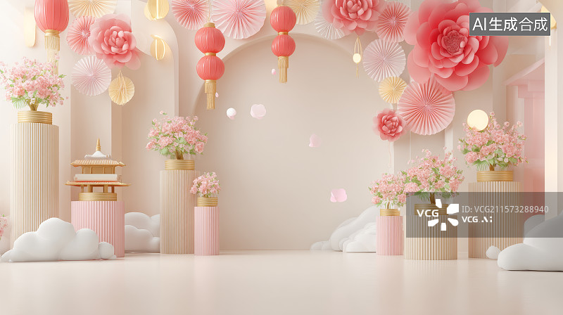 【AI数字艺术】中秋节元宵节国风意境插画背景图片素材