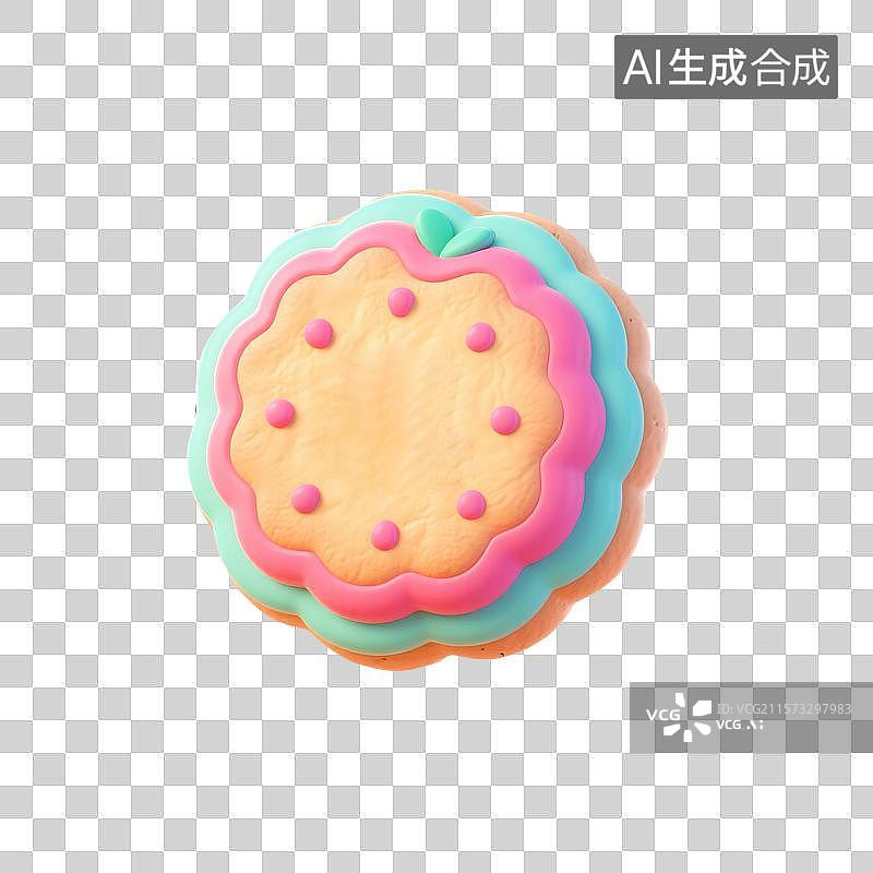 【AI数字艺术】卡通风格桃酥饼干零食图片素材