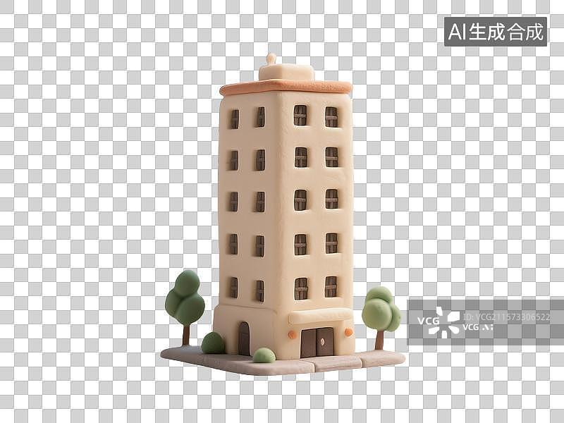 【AI数字艺术】无人的微型粘土世界定格动画建筑物画面图片素材