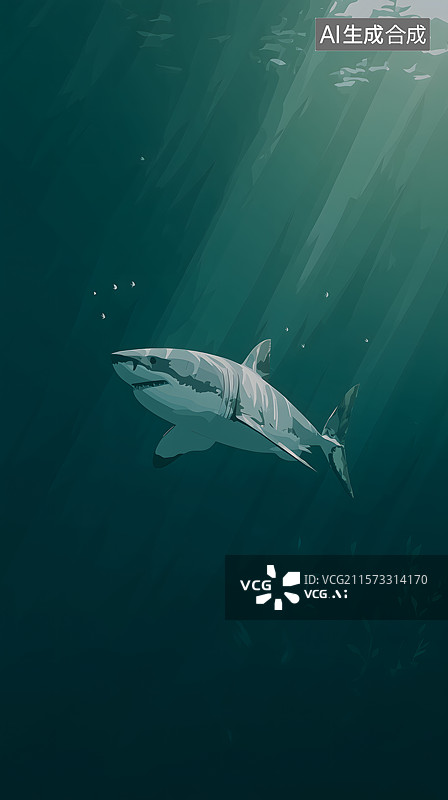 【AI数字艺术】深海鲨鱼的神秘世界图片素材
