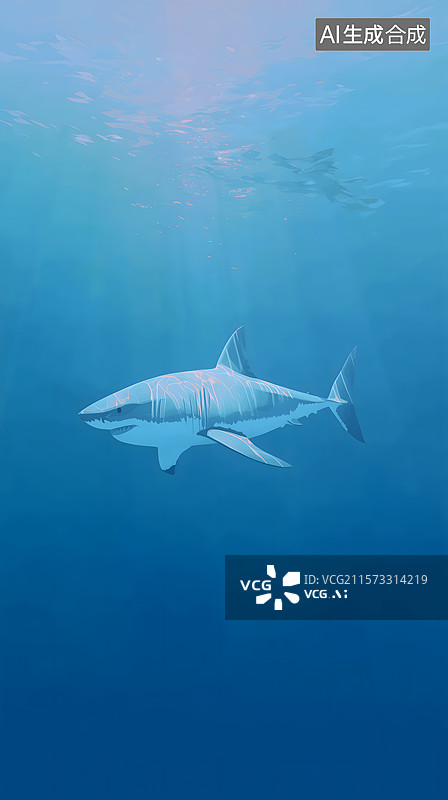 【AI数字艺术】深海鲨鱼的神秘世界图片素材