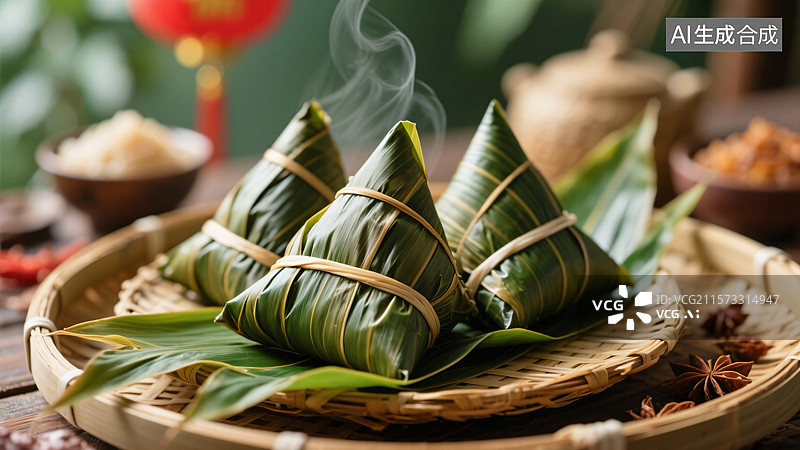 【AI数字艺术】端午香粽，传统美食飘香节图片素材
