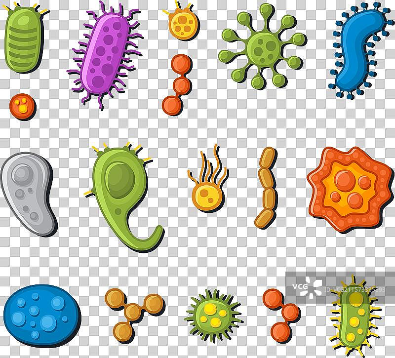 细菌图标集 卡通风格图片素材