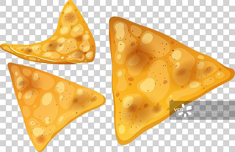 三片金黄酥脆的玉米片图片素材