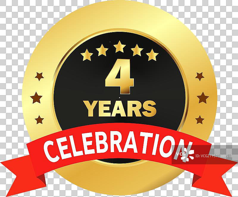 四周年庆祝印章 四周年金色标志 4图片素材
