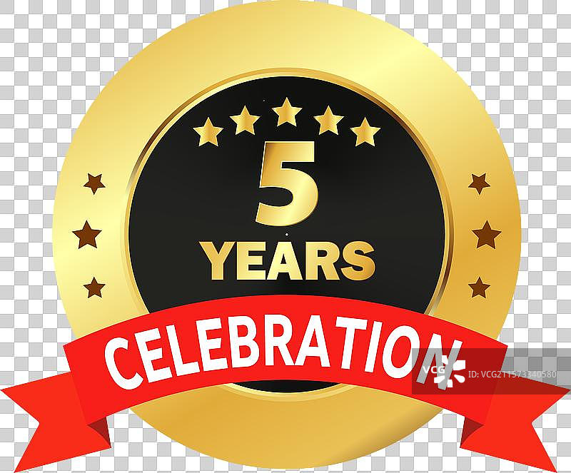 五周年庆典印章 五周年金色标志 5图片素材