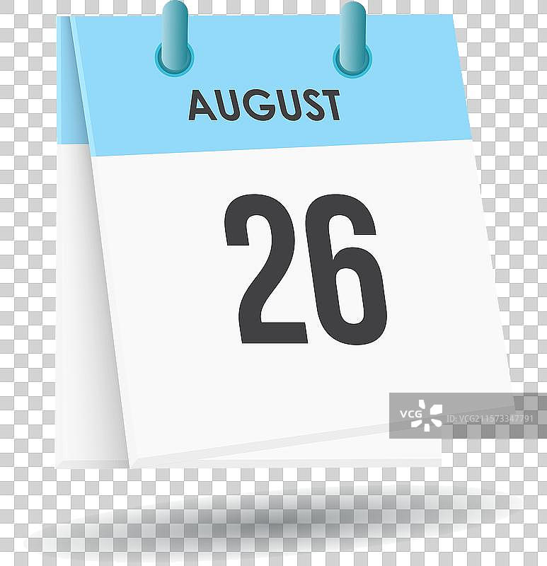 八月二十六日 - 日历和时间规划器每日使用图片素材