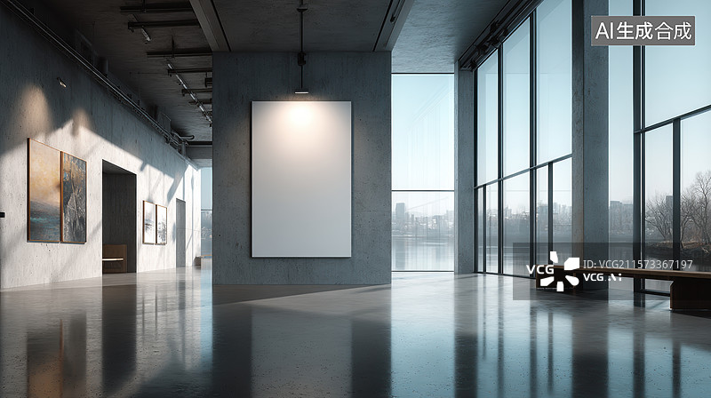 【AI数字艺术】现代艺术画廊内部图片素材