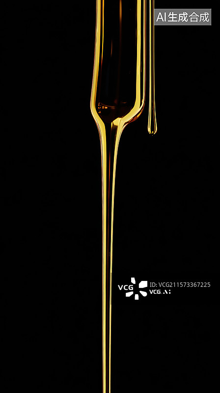 【AI数字艺术】金色液体从细管中流出图片素材