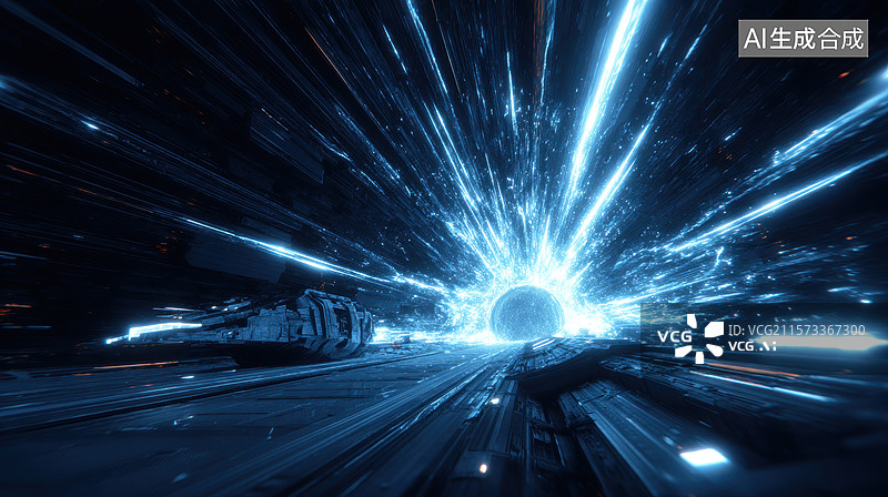 【AI数字艺术】宇宙飞船穿越虫洞图片素材