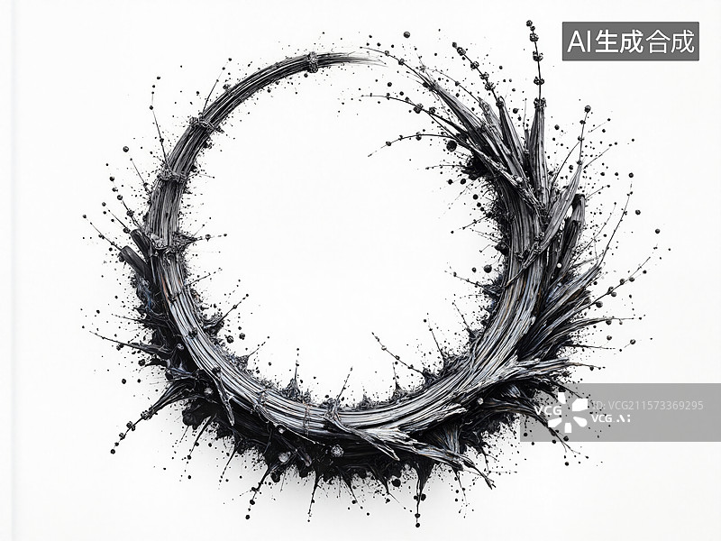 【AI数字艺术】墨迹圆环艺术图片素材