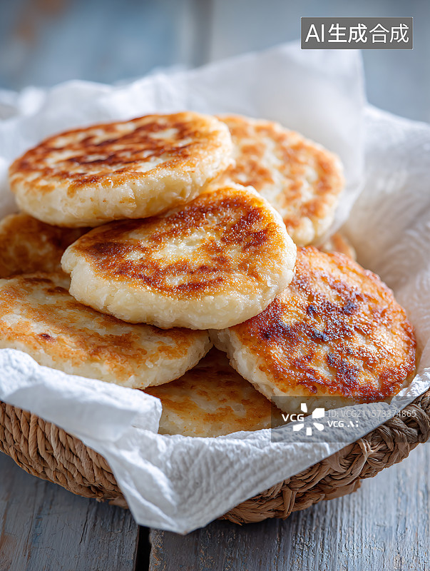 【AI数字艺术】金黄诱人的家常煎饼图片素材