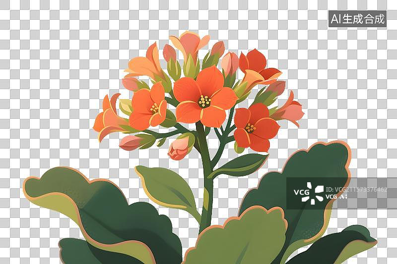 【AI数字艺术】长寿花插画免扣元素图片素材