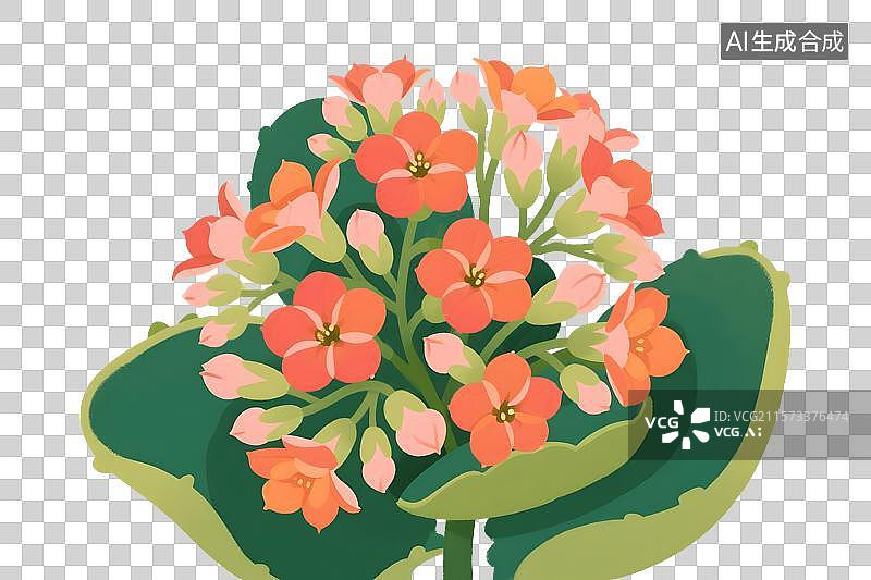 【AI数字艺术】长寿花插画免扣元素图片素材