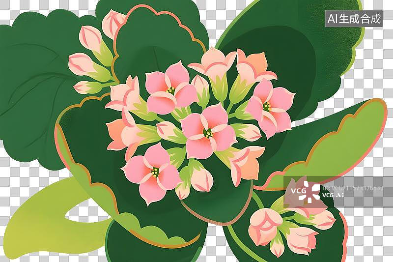 【AI数字艺术】长寿花插画免扣元素图片素材