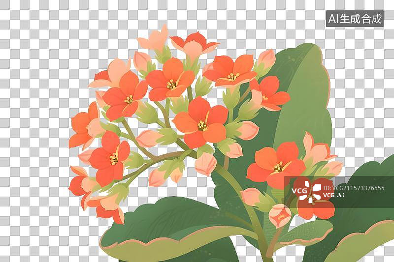 【AI数字艺术】长寿花插画免扣元素图片素材