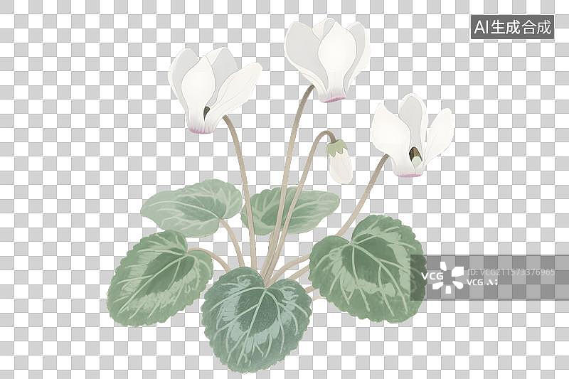 【AI数字艺术】仙客来插画免扣元素图片素材