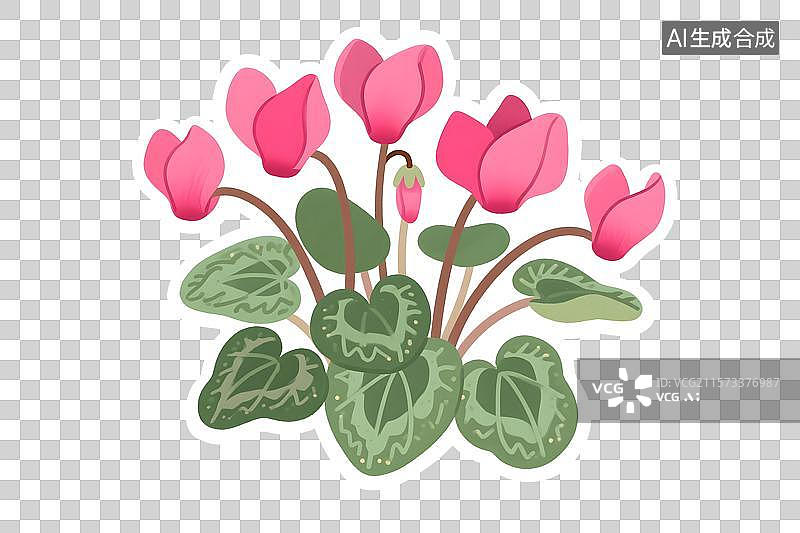 【AI数字艺术】仙客来插画免扣元素图片素材