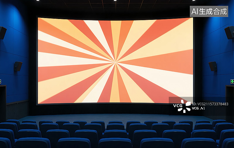 【AI数字艺术】电影院放映厅大屏幕科技商务节日背景图片素材
