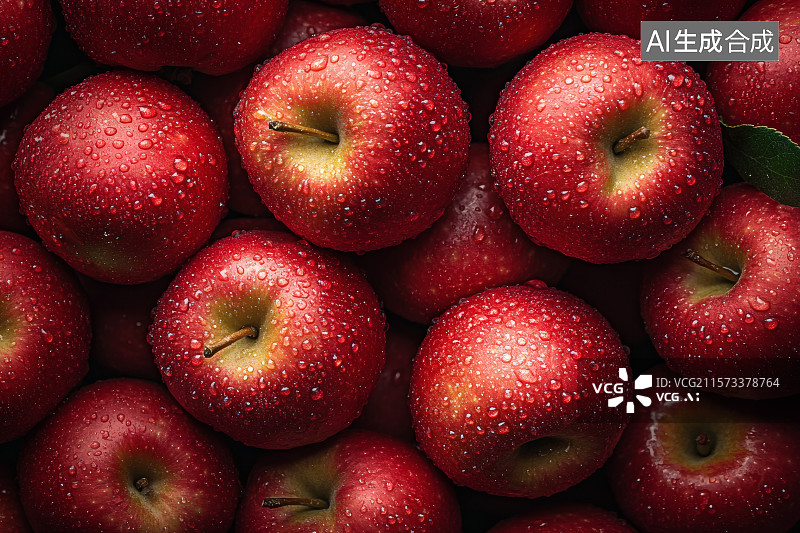 【AI数字艺术】红彤彤，水灵灵的苹果图片素材