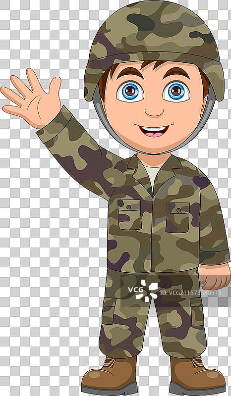 可爱的卡通军人男孩士兵图片素材