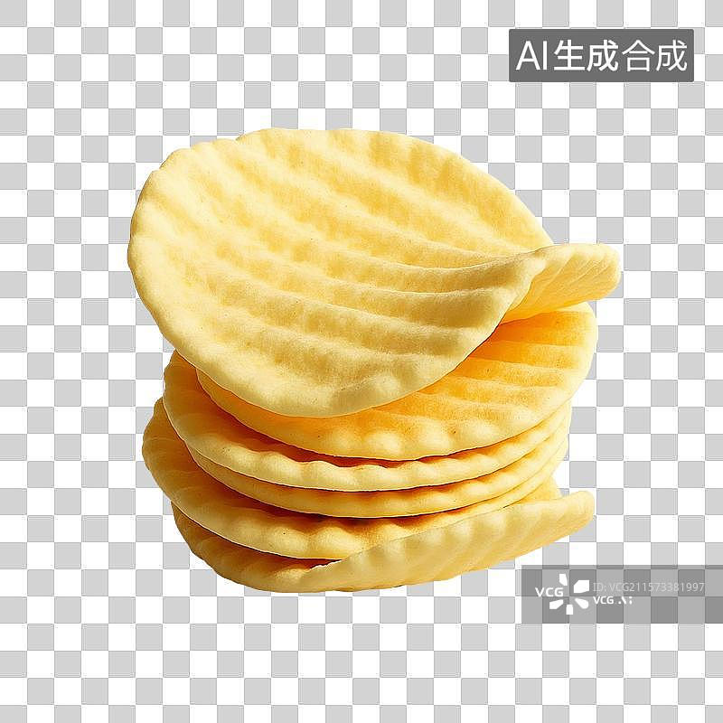 【AI数字艺术】3D渲染卡通食物，薯片，膨化食品，油炸食物，免抠元素图片素材