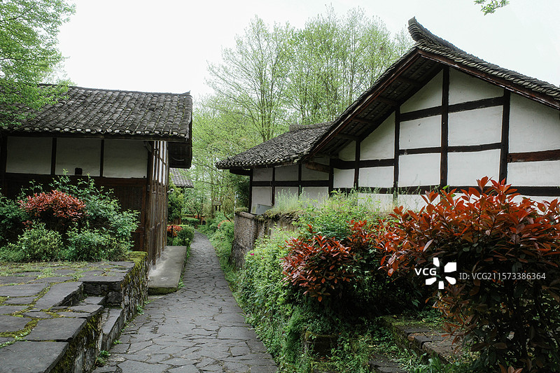 苟坝会议会址，贵州省遵义市第八批全国重点文物保护单位。老式黔北农家院落，传统木结构瓦房。图片素材