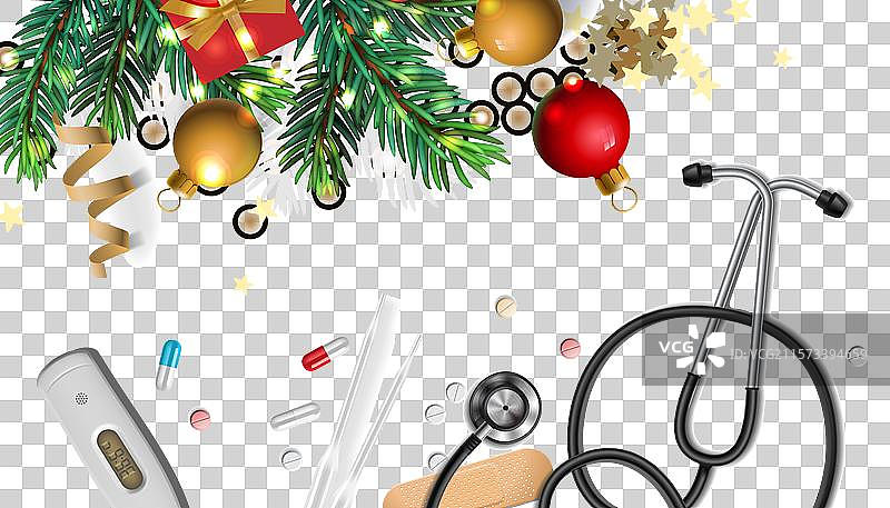 带有节日装饰的圣诞横幅 医疗图片素材