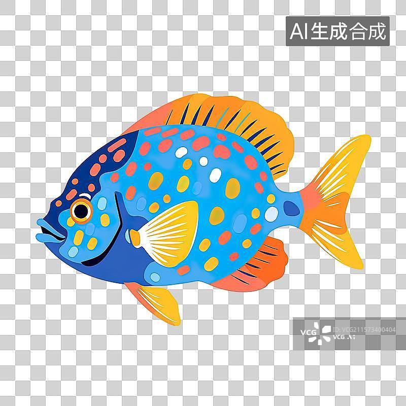 【AI数字艺术】卡通扁平风热带鱼素材图片素材