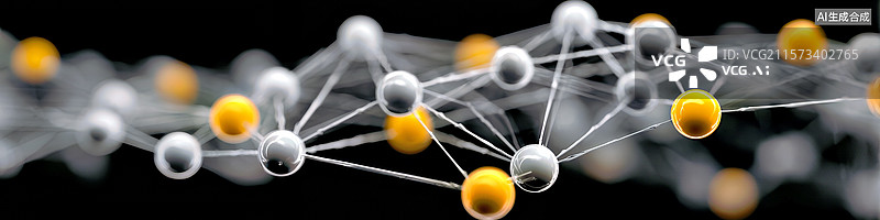 【AI数字艺术】分子网络：科技的微观基石图片素材